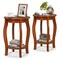 2 Tier Round Side Table with Rubber Wood Legs MDF Plywood Walnut Finish